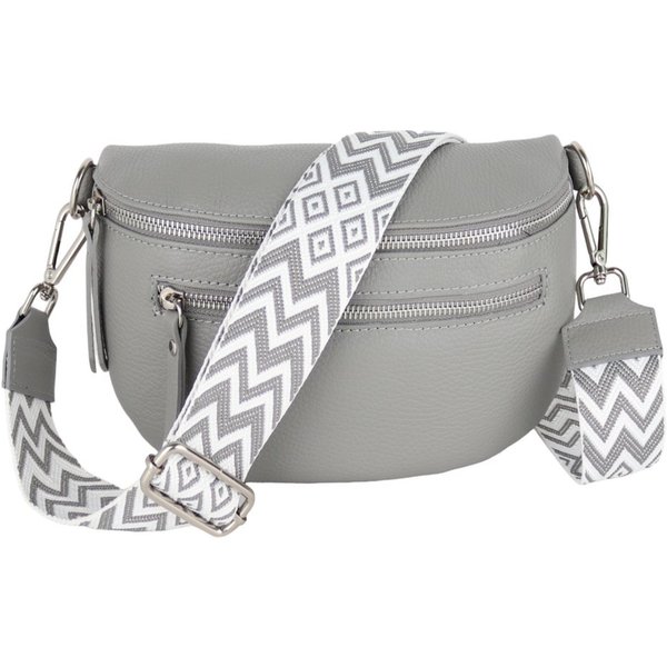 MIRROSI Bauchtasche Damen, Echtleder, Leder, Made in Italy, Umhängetasche, Brusttasche, (Schultertasche für jeden Anlass (1 Tasche & 2 Gurt), Mit zwei Reißversc