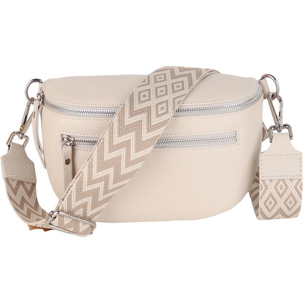 MIRROSI Bauchtasche Damen, Echtleder, Leder, Made in Italy, Umhängetasche, Brusttasche, (Schultertasche für jeden Anlass (1 Tasche & 2 Gurt), Mit zwei Reißversc