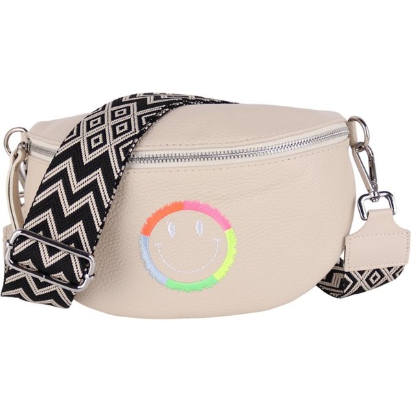 MIRROSI Bauchtasche Damen, Echtleder, Leder, Made in Italy, Umhängetasche, Brusttasche, (Schultertasche für jeden Anlass (1 Tasche & 2 Gurte), 25x16x7cm, Tasche