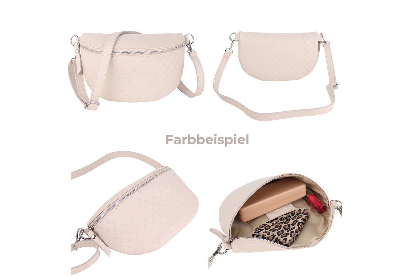 MIRROSI Bauchtasche Damen, Echtleder, Leder, Made in Italy, Umhängetasche, Brusttasche, (Schultertasche für jeden Anlass, ca.25x16x7cm), Crossbody Bag, verstell – Bild 2 von 2