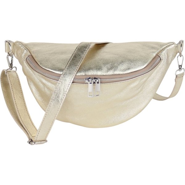 MIRROSI Bauchtasche Damen, Wildleder, Made in Italy, Umhängetasche, Brusttasche (Schultertasche für jeden Anlass (1 Tasche & 1 Gurt), 33x18x12cm, Reißverschluss
