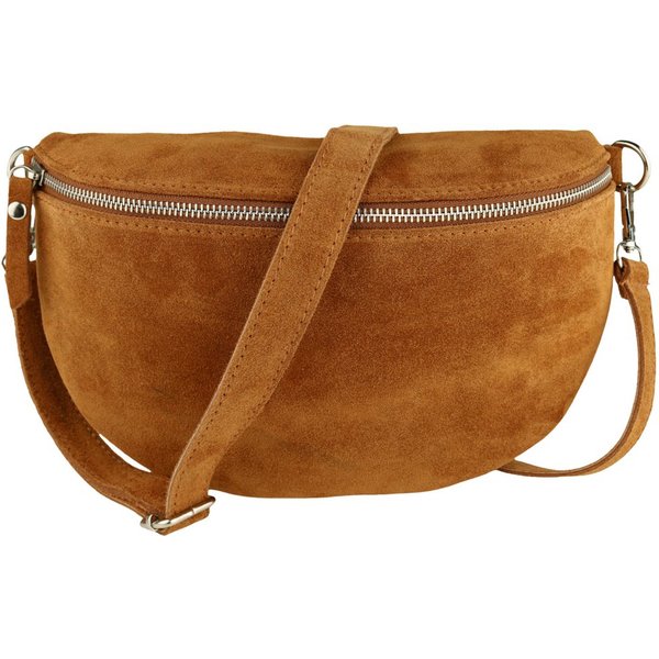 MIRROSI Bauchtasche Damen, Veloursleder, Made in Italy,Umhängetasche, Brusttasche (Schultertasche für jeden Anlass, 28x18x9 cm), Crossbody Bag, Schwarz, gemuste