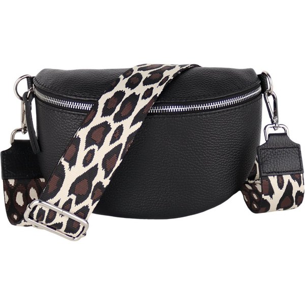 MIRROSI Bauchtasche Damen, Echtleder, Leder, Made in Italy, Umhängetasche, Brusttasche, (Schultertasche für jeden Anlass (1 Tasche & 2 Gurte), 3 Größen auswählb