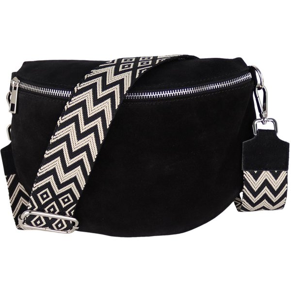 MIRROSI Bauchtasche Damen,Wildleder, Made in Italy,Umhängetasche, Brusttasche (Schultertasche für jeden Anlass (1 Tasche & 1 oder 2 Gurte), 26x20x8 cm, Reißvers