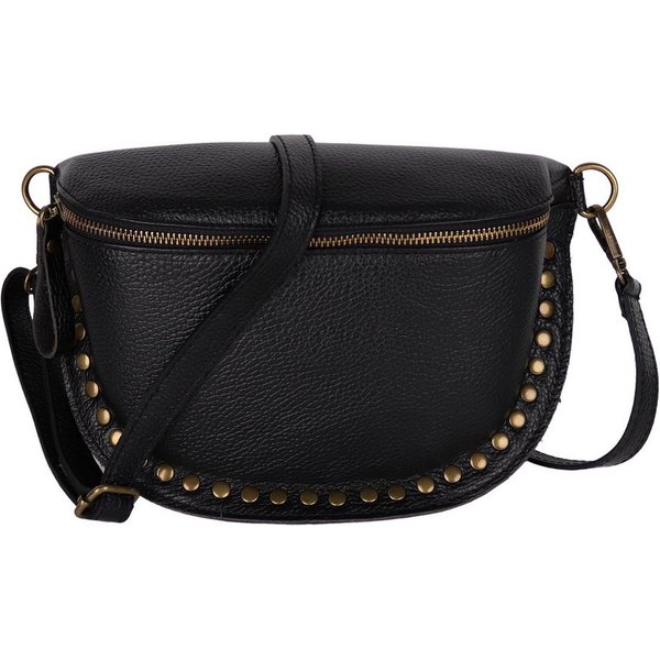 MIRROSI Bauchtasche Damen, Echtleder, Leder, Made in Italy, Umhängetasche, Brusttasche, (Schultertasche für jeden Anlass), Crossbody Bag, Damen Taschen mit Niet