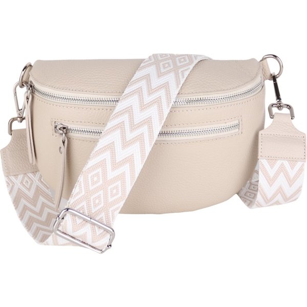 MIRROSI Bauchtasche Damen, Echtleder, Leder, Made in Italy, Umhängetasche, Brusttasche, (Schultertasche für jeden Anlass (1 Tasche & 2 Gurt), Mit zwei Reißversc