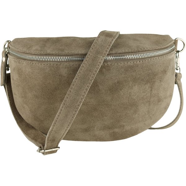 MIRROSI Bauchtasche Damen, Veloursleder, Made in Italy,Umhängetasche, Brusttasche (Schultertasche für jeden Anlass, 28x18x9 cm), Crossbody Bag, Schwarz, gemuste