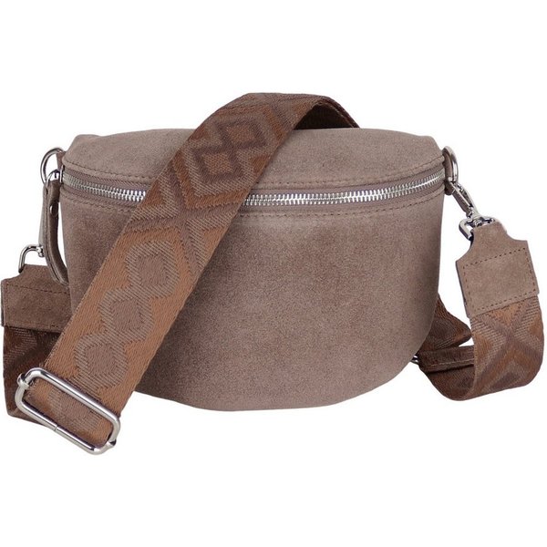 MIRROSI Bauchtasche Damen,Wildleder, Made in Italy,Umhängetasche, Brusttasche (Schultertasche für jeden Anlass (1 Tasche & 1 oder 2 Gurte), 26x20x8 cm, Reißvers