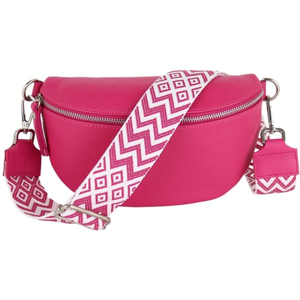 MIRROSI Bauchtasche Damen, Echtleder, Made in Italy, Umhängetasche, Brusttasche, (Schultertasche für jeden Anlass (1 Tasche & 2 Gurte), Crossbody Bag, Weiß, gem