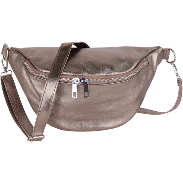 MIRROSI Bauchtasche Damen, Wildleder, Made in Italy, Umhängetasche, Brusttasche (Schultertasche für jeden Anlass (1 Tasche & 1 Gurt), 33x18x12cm, Reißverschluss