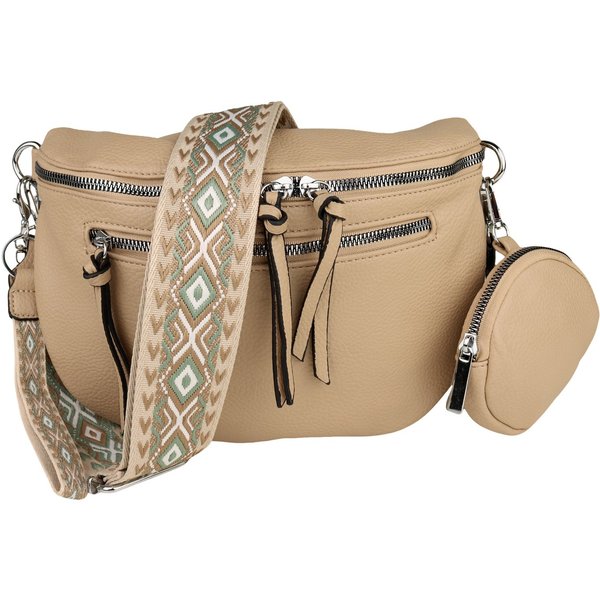 MIRROSI Bauchtasche Damen Taschen, Umhängetasche, Brusttasche, 30x20x9cm Veganes Leder (Schultertasche für jeden Anlass, (dazu 1x Münzbeutel und 1x Schlüsselban