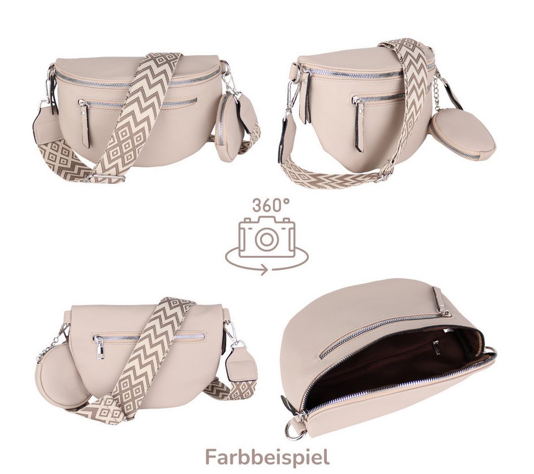 MIRROSI Bauchtasche Damen Taschen, Umhängetasche, Brusttasche, 27x19x9cm Veganes Leder (Schultertasche für jeden Anlass, inkl.1x Münzbeutel), Crossbody Bag, Boh – Bild 3 von 3