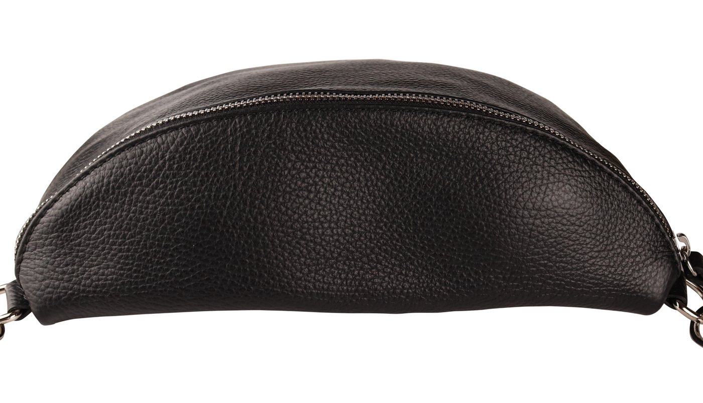 MIRROSI Bauchtasche Damen, Echtleder, Made in Italy, Umhängetasche, Brusttasche, (Schultertasche für jeden Anlass (1 Tasche & 1 Gurte), Crossbody Bag, Schwarz,  – Bild 2 von 4