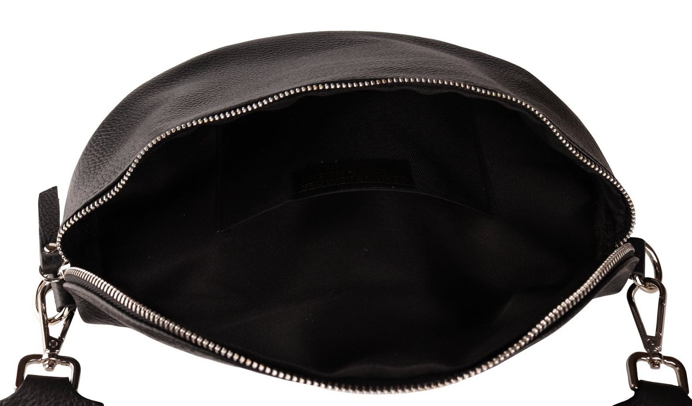 MIRROSI Bauchtasche Damen, Echtleder, Made in Italy, Umhängetasche, Brusttasche, (Schultertasche für jeden Anlass (1 Tasche & 1 Gurte), Crossbody Bag, Schwarz,  – Bild 4 von 4