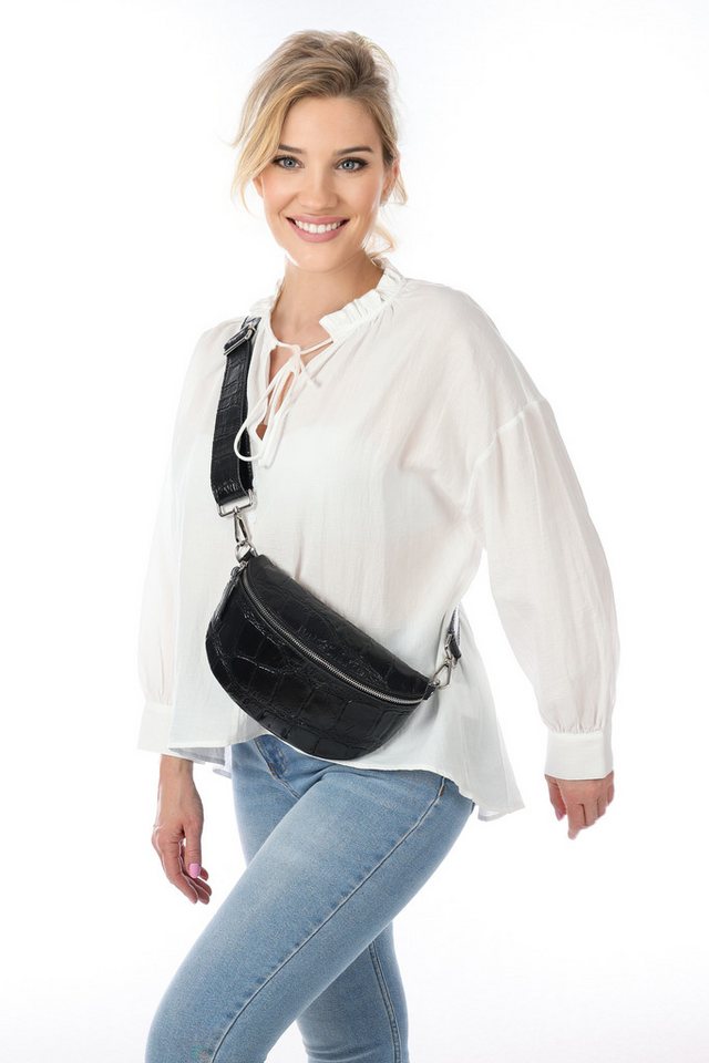 MIRROSI Bauchtasche UNISEX, Echtleder, Leder, Made in Italy, Umhängetasche, Brusttasche, (Schultertasche für jeden Anlass, 2 Größen auswählbar), Crossbody Bag,  – Bild 3 von 3