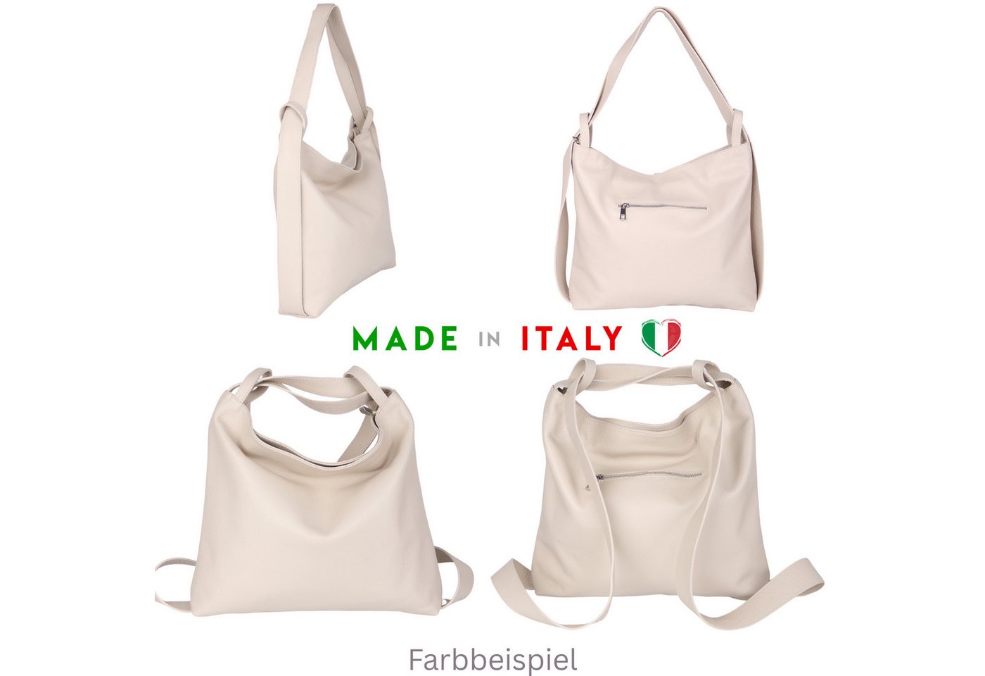 MIRROSI Beuteltasche aus Echtleder, Made in Italy, Shopper Tasche auch als Rucksack 2 in 1, Tragetasche (47x37x9cm) mit viel Stauraum – Bild 3 von 4
