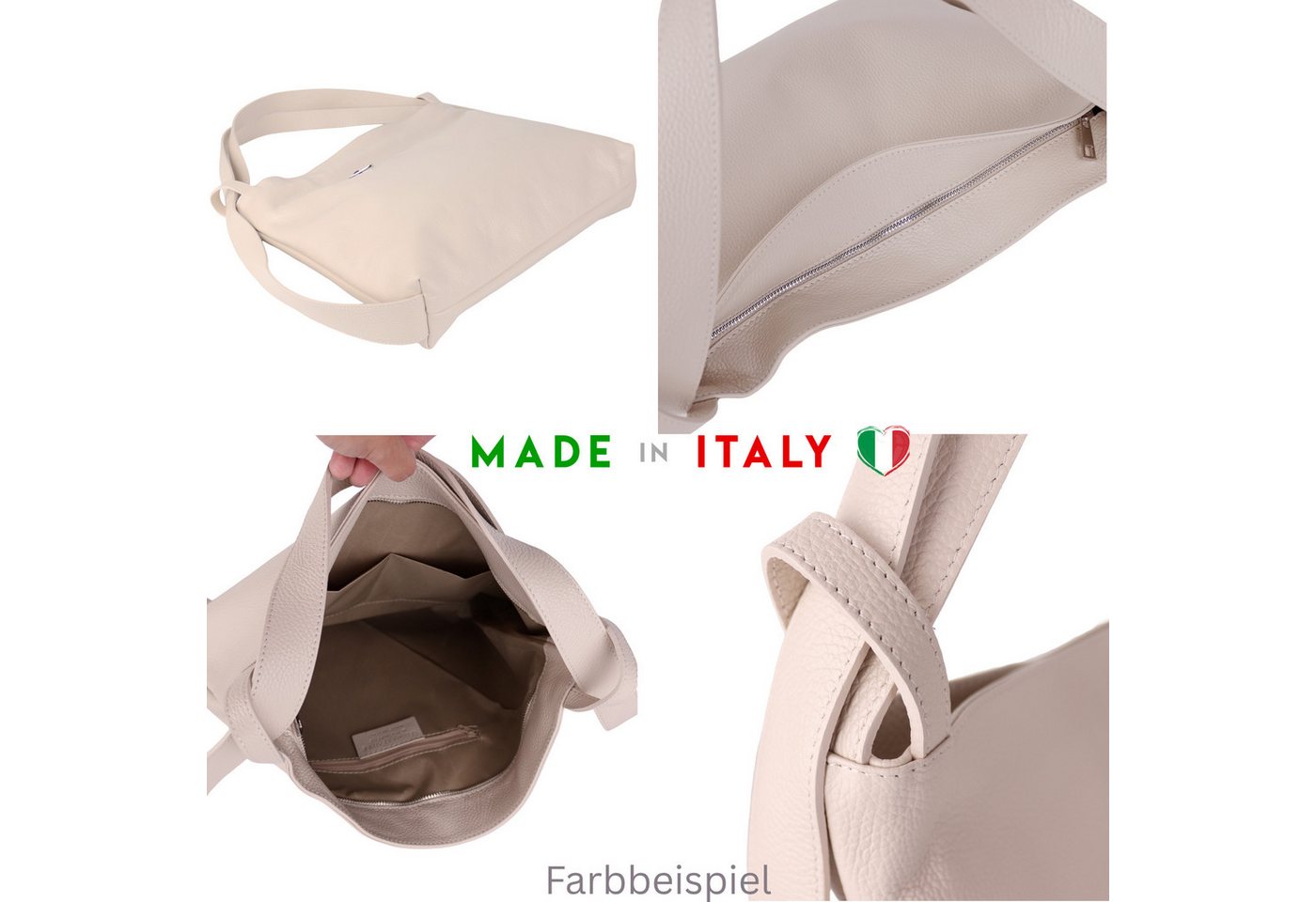 MIRROSI Beuteltasche aus Echtleder, Made in Italy, Shopper Tasche auch als Rucksack 2 in 1, Tragetasche (47x37x9cm) mit viel Stauraum – Bild 4 von 4