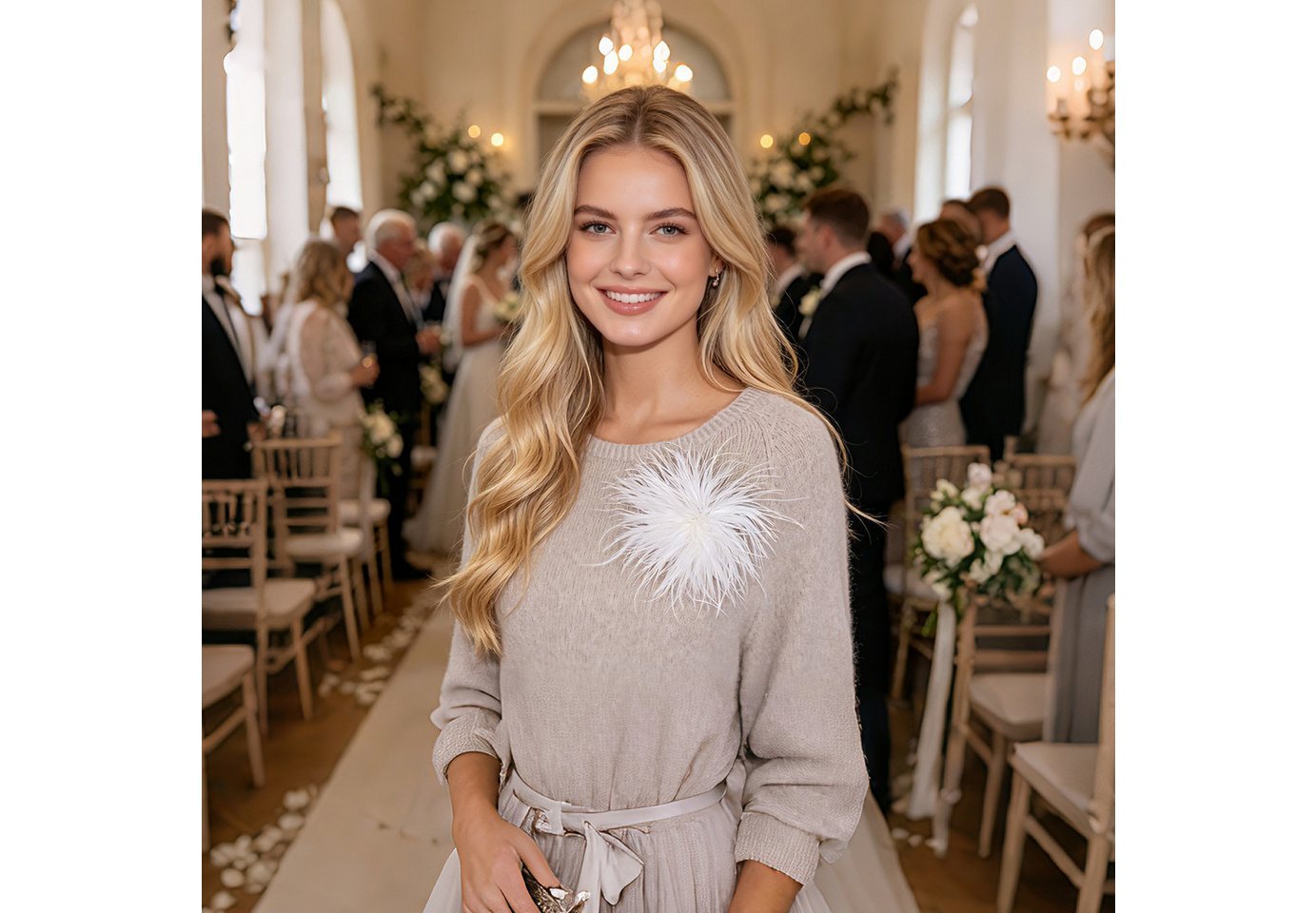 MIRROSI Brosche Edler Federbrosche, Feder-Anstecker im Boho-Vintage Stil, Ausgestattet mit Clip und Anstecknadel für sicheren Halt – Bild 2 von 4