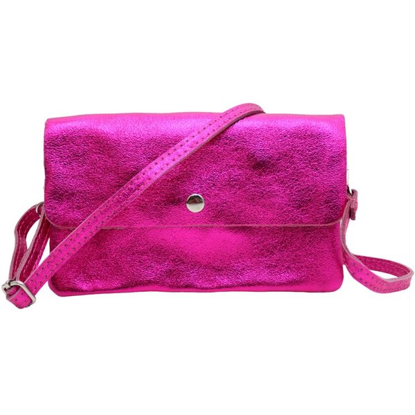 MIRROSI Clutch Damen, Crossbody Bag, Echtleder made in Italy ca.20x12x2cm (Leopard Leo Muster und Unifarbe), Umhängetasche, Schultertasche für jeden Anlass