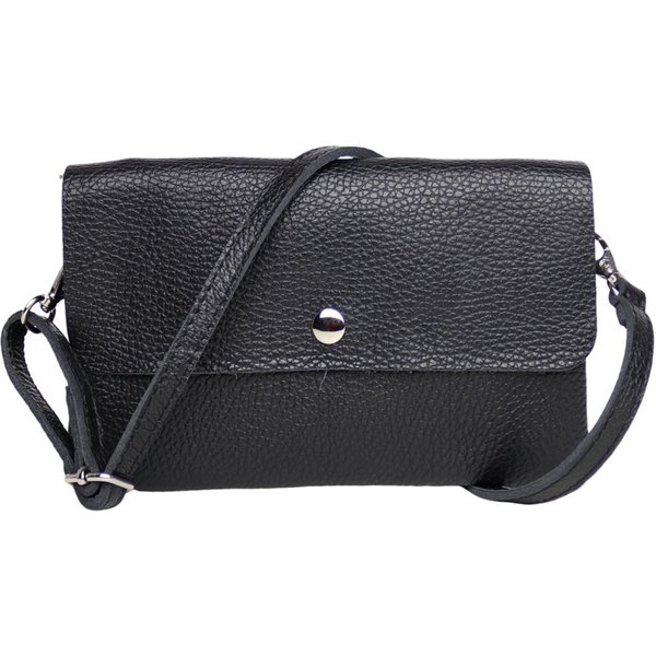 MIRROSI Clutch Damen, Crossbody Bag, Echtleder made in Italy ca.20x12x2cm (Leopard Leo Muster und Unifarbe), Umhängetasche, Schultertasche für jeden Anlass
