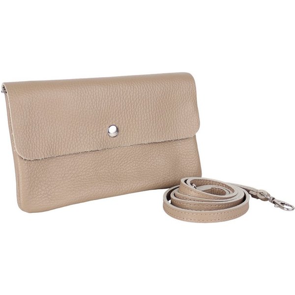 MIRROSI Clutch Damen, Crossbody Bag, Echtleder made in Italy ca.20x12x2cm (Leopard Leo Muster und Unifarbe), Umhängetasche, Schultertasche für jeden Anlass