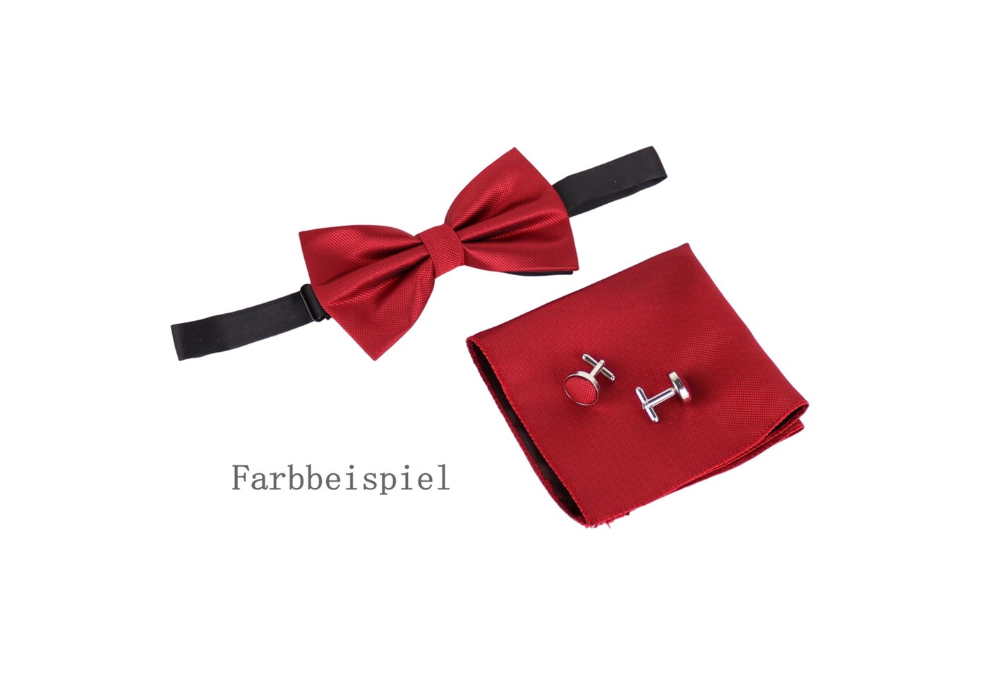 MIRROSI Fliege Herren Set (inkl. 1x Einstecktuch, 1 Paar Manschettenknöpfen) (Hochwertige Verarbeitung und viele Details) Herrenfliege inkl Geschenkbox – Bild 3 von 3