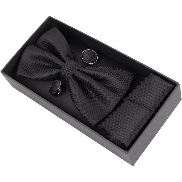 MIRROSI Fliege Herren Set (inkl. 1x Einstecktuch, 1 Paar Manschettenknöpfen) (Hochwertige Verarbeitung und viele Details) Herrenfliege inkl Geschenkbox