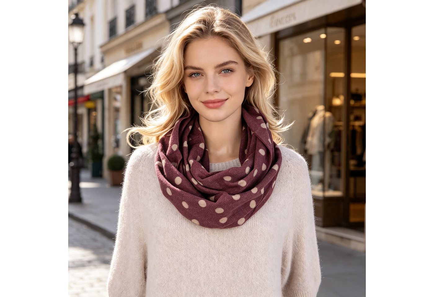 MIRROSI Loop Damen Loopschal 100% Viskose, etwas dickerer Stoff, (ca.160x40cm zweimal um den Hals wickelbar, Neue Kollketion Herbst/Winter 2026), weicher Rundsc – Bild 4 von 4