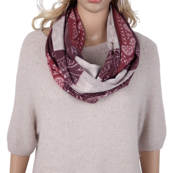 MIRROSI Loop Damen Loopschal, etwas dickerer Stoff, Patchwork Paisley Muster, (ca.160x40cm, zweimal um den Hals wickelbar, Neue Kollektion Herbst/Winter 2026), 