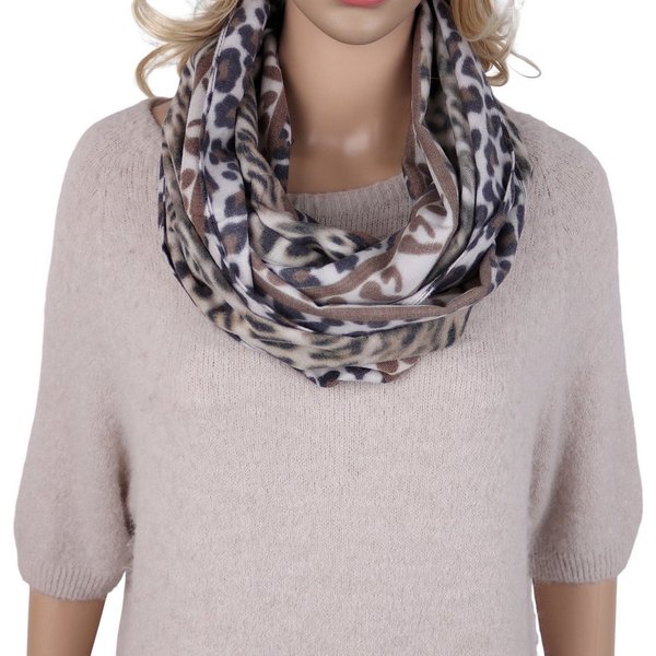 MIRROSI Loop Damen Loopschal, etwas dickerer Stoff, mit Leo-Print, (ca.160x40cm, zweimal um den Hals wickelbar, Neue Kollektion Herbst/Winter 2026), superweiche