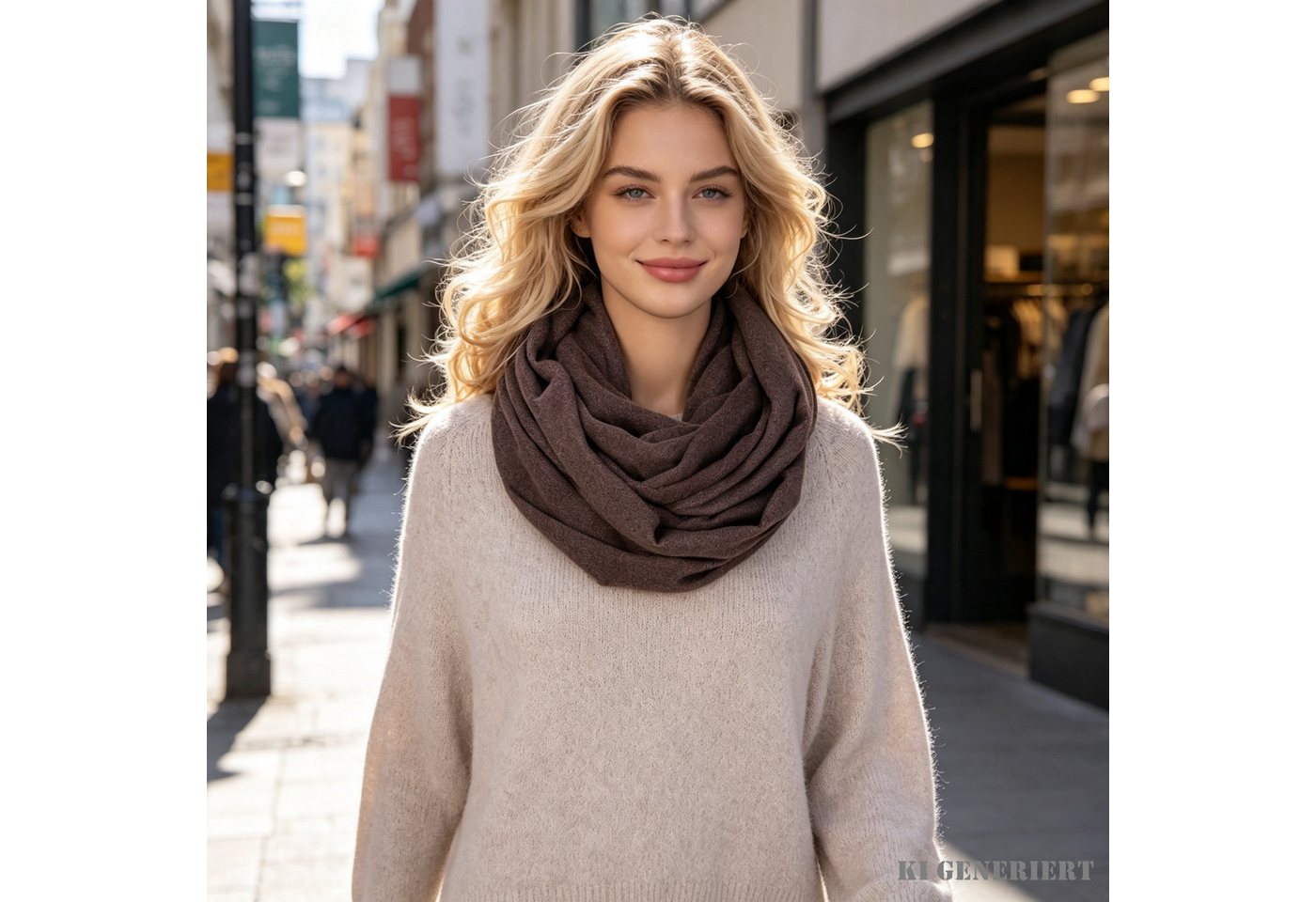MIRROSI Loop Damen Loopschal, etwas dickerer Stoff, unifarben, (ca.160x40cm, zweimal um den Hals wickelbar, Neue Kollektion Herbst/Winter 2026), superweicher Wi – Bild 4 von 5