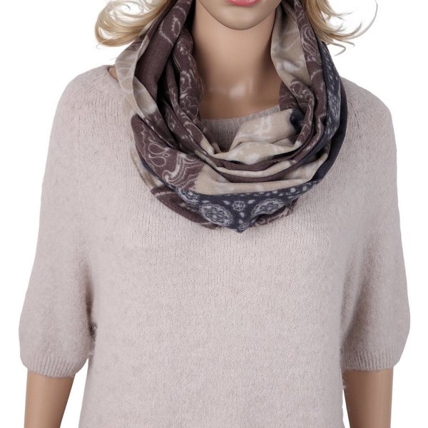 MIRROSI Loop Damen Loopschal, etwas dickerer Stoff, Patchwork Paisley Muster, (ca.160x40cm, zweimal um den Hals wickelbar, Neue Kollektion Herbst/Winter 2026), 