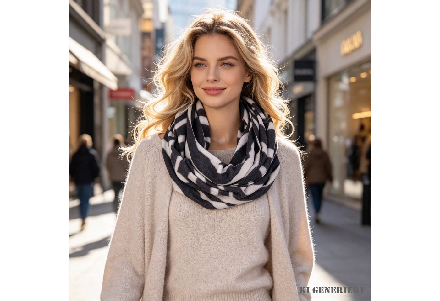 MIRROSI Loop Damen Loopschal, etwas dickerer Stoff, mit Zebramuster, (ca.160x40cm, zweimal um den Hals wickelbar, Neue Kollektion Herbst/Winter 2026), superweic – Bild 4 von 5