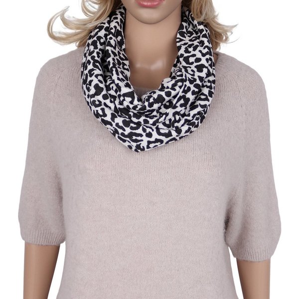 MIRROSI Loop Damen Schal aus Musellin, Made in Italy 70x20cm, Leo, Schlauchschal, (Zweimal um den Hals wickelbar, ca.70x20cm), Damen Halstuch ideal für Frühling