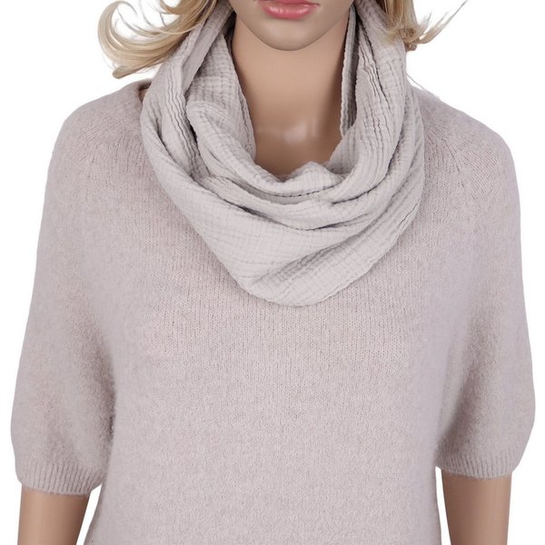MIRROSI Loop Damen Schal aus Musellin, Made in Italy 70x20cm, Uni, Schlauchschal, (Zweimal um den Hals wickelbar, ca. 70x20cm), Damen Halstuch ideal für Frühlin