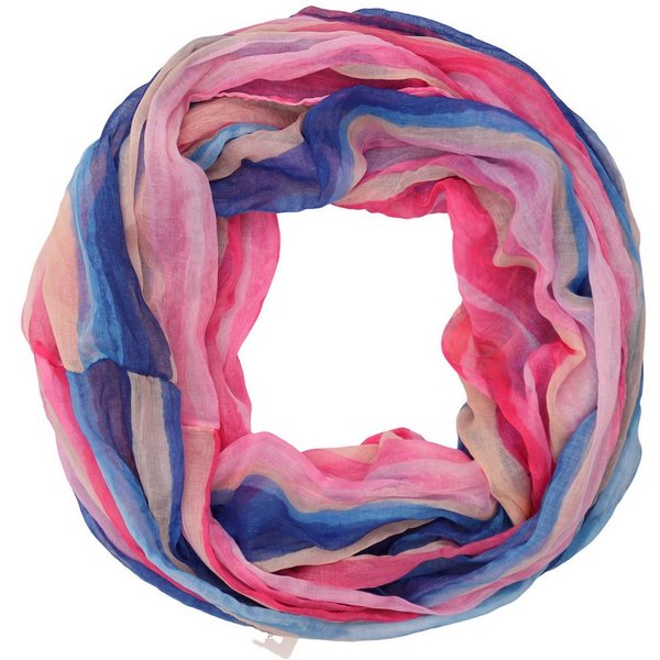 MIRROSI Loop Damen-Schal mit buntem Streifenmuster, weich, Schlauchschal, (ca.45x75cm, zweimal um den Hals wickelbar), Damen Halstuch ideal für Frühling, Sommer