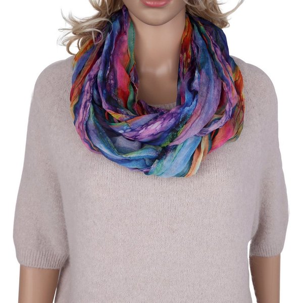 MIRROSI Loop Damen Schal mit Regenbogen-Muster Weich Schlauchschal, (Zweimal um den Hals wickelbar, ca.45x75cm), Damen Halstuch ideal für Frühling, Sommer oder 