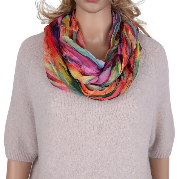 MIRROSI Loop Damen Schal mit Regenbogen-Muster Weich Schlauchschal, (Zweimal um den Hals wickelbar, ca.45x75cm), Damen Halstuch ideal für Frühling, Sommer oder 