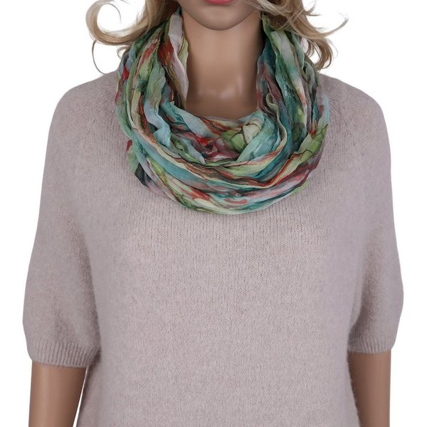 MIRROSI Loop Damen Schal mit Regenbogen-Muster Weich Schlauchschal, (Zweimal um den Hals wickelbar, ca.45x75cm), Damen Halstuch ideal für Frühling, Sommer oder 