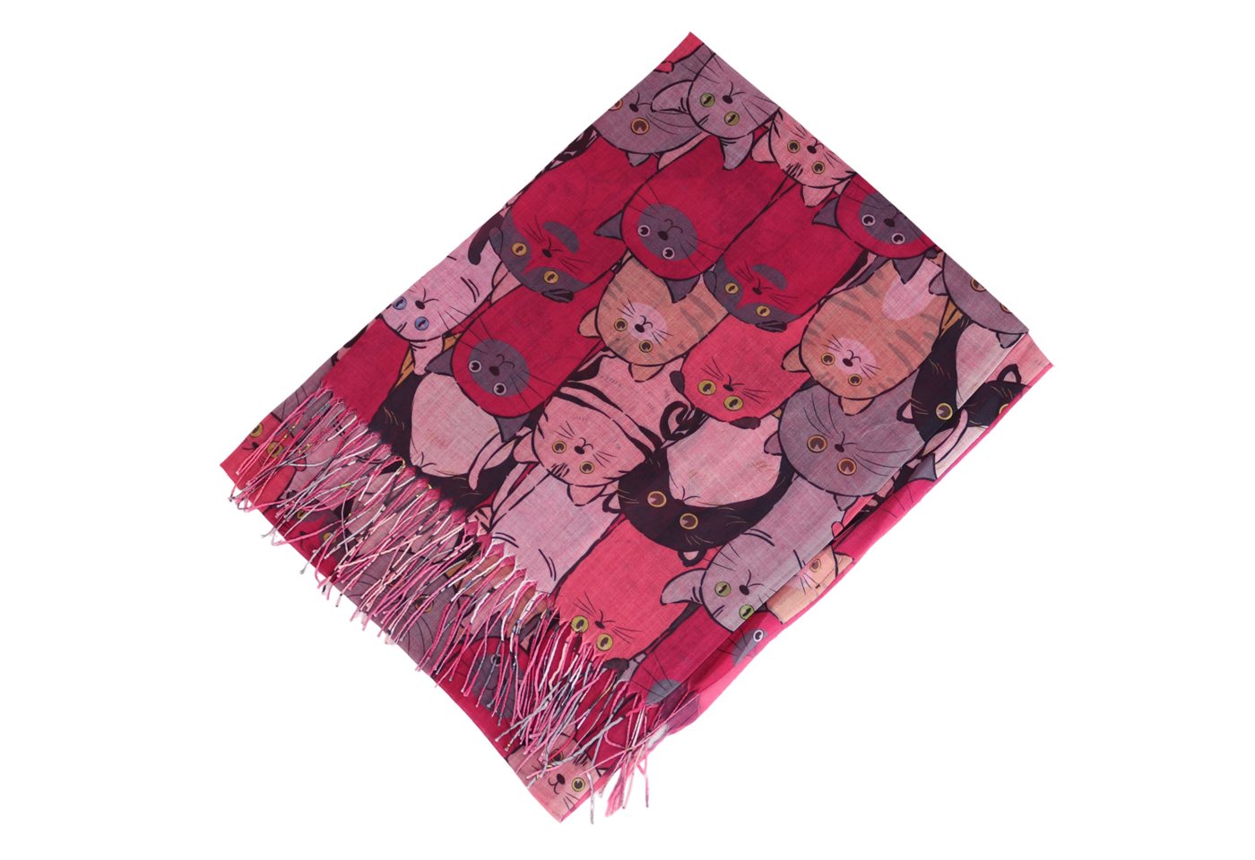 MIRROSI Modeschal Weicher & Leicht Großes Schal, ca.70x185cm, Katzen Print, (70% Viskose 30% Baumwolle, Atemberaubende Designs), Damen Halstuch Stola ideal für  – Bild 3 von 3