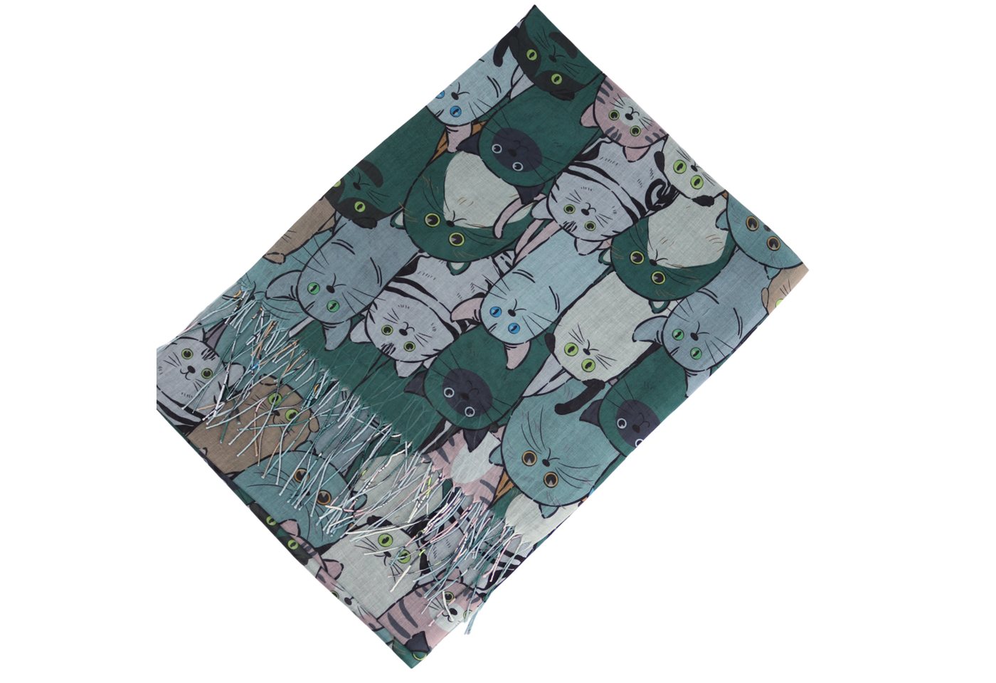 MIRROSI Modeschal Weicher & Leicht Großes Schal, ca.70x185cm, Katzen Print, (70% Viskose 30% Baumwolle, Atemberaubende Designs), Damen Halstuch Stola ideal für  – Bild 3 von 3