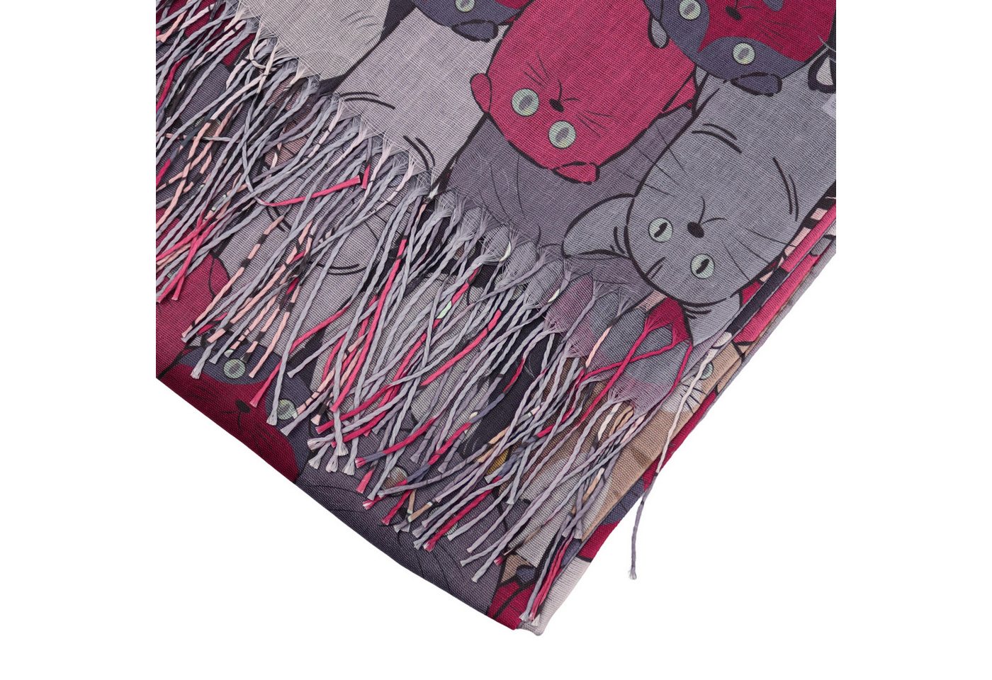 MIRROSI Modeschal Weicher & Leicht Großes Schal, ca.70x185cm, Katzen Print, (70% Viskose 30% Baumwolle, Atemberaubende Designs), Damen Halstuch Stola ideal für  – Bild 4 von 4