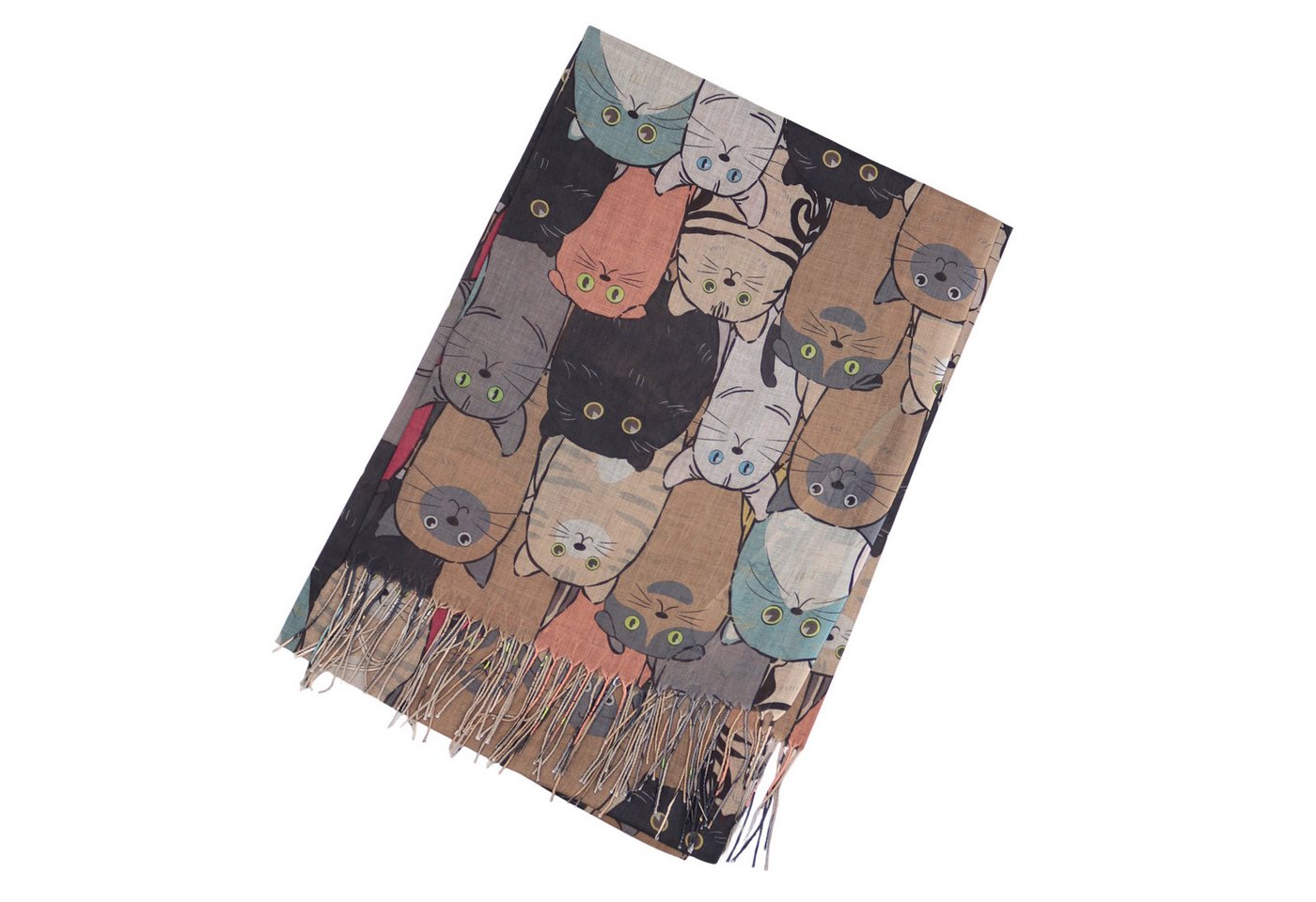 MIRROSI Modeschal Weicher & Leicht Großes Schal, ca.70x185cm, Katzen Print, (70% Viskose 30% Baumwolle, Atemberaubende Designs), Damen Halstuch Stola ideal für  – Bild 3 von 4