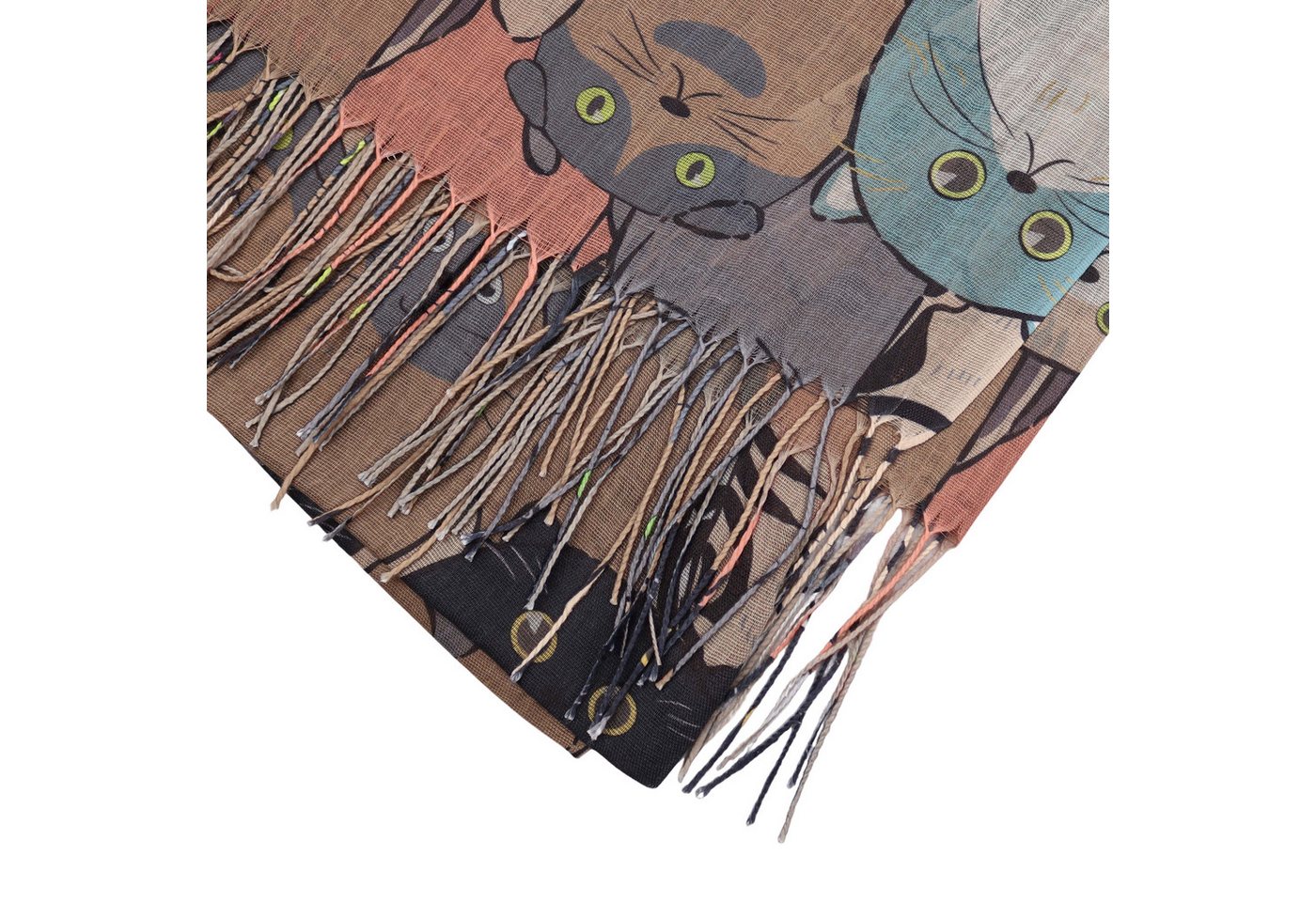 MIRROSI Modeschal Weicher & Leicht Großes Schal, ca.70x185cm, Katzen Print, (70% Viskose 30% Baumwolle, Atemberaubende Designs), Damen Halstuch Stola ideal für  – Bild 4 von 4