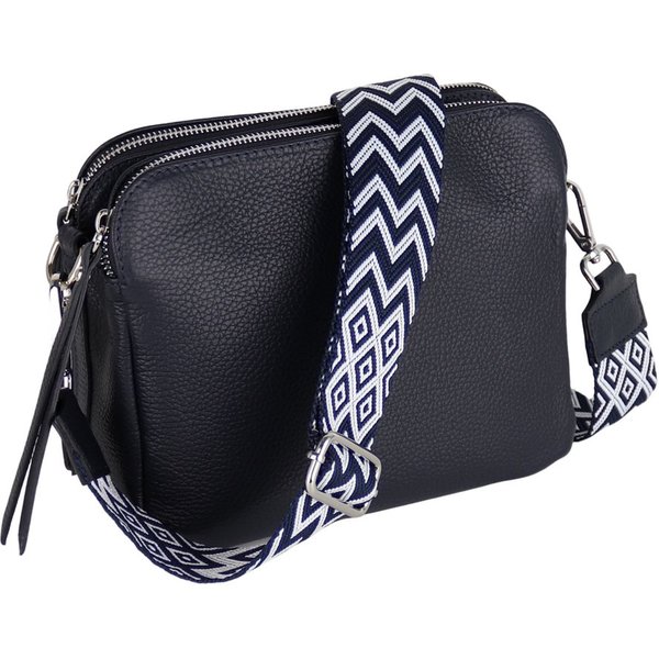 MIRROSI Schultertasche aus Echtleder, hergestellt in Italien, mit 2 Riemen (ca.24x18x9cm), Umhängetasche, Crossbody Bag, verstellbaren Schulterriemen