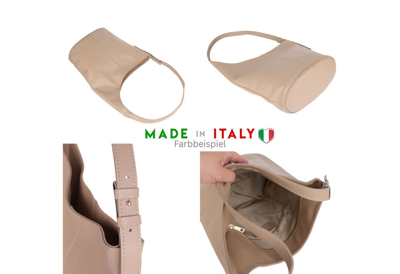 MIRROSI Shopper Aus Echtleder, Made in Itlay Beuteltasche, Tragetasche (35x30x15cm) mit viel Stauraum – Bild 4 von 4