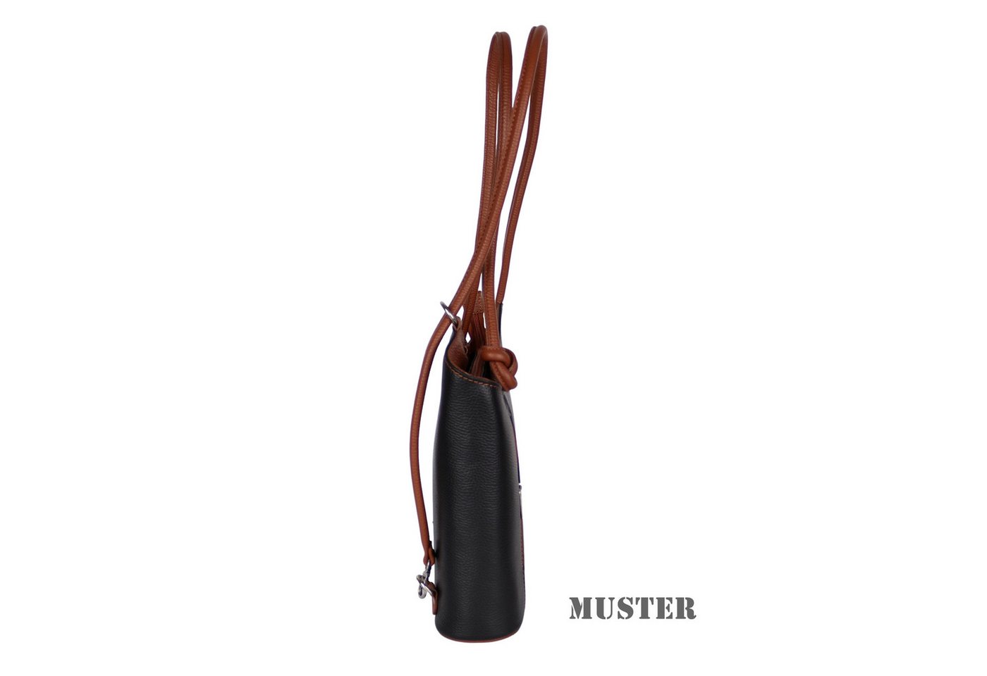 MIRROSI Umhängetasche aus Echtleder, Made in Italy, Schultertasche auch als Rucksack 2 in 1, Tragetasche (ca.28x30x8cm) – Bild 4 von 5