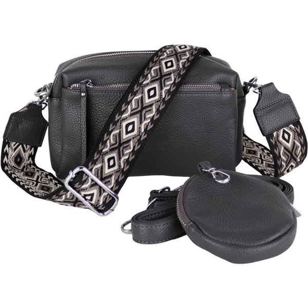 MIRROSI Umhängetasche Damen, Veganleder Crossbody Tasche Bag, Schultertasche (inkl. 1 Münzbeutel und 2 Wechselgurte, 19x14x8cm (BXHXT), gemusterten & verstellba