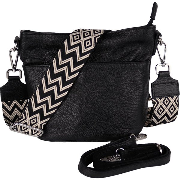 MIRROSI Umhängetasche Damen, Crossbody Bag, Echtleder Made in Italy (1 Tasche 2 Gurte oder Basic Version 1 Tasche 1 Gurt), 24x18x12cm (BXHXT)