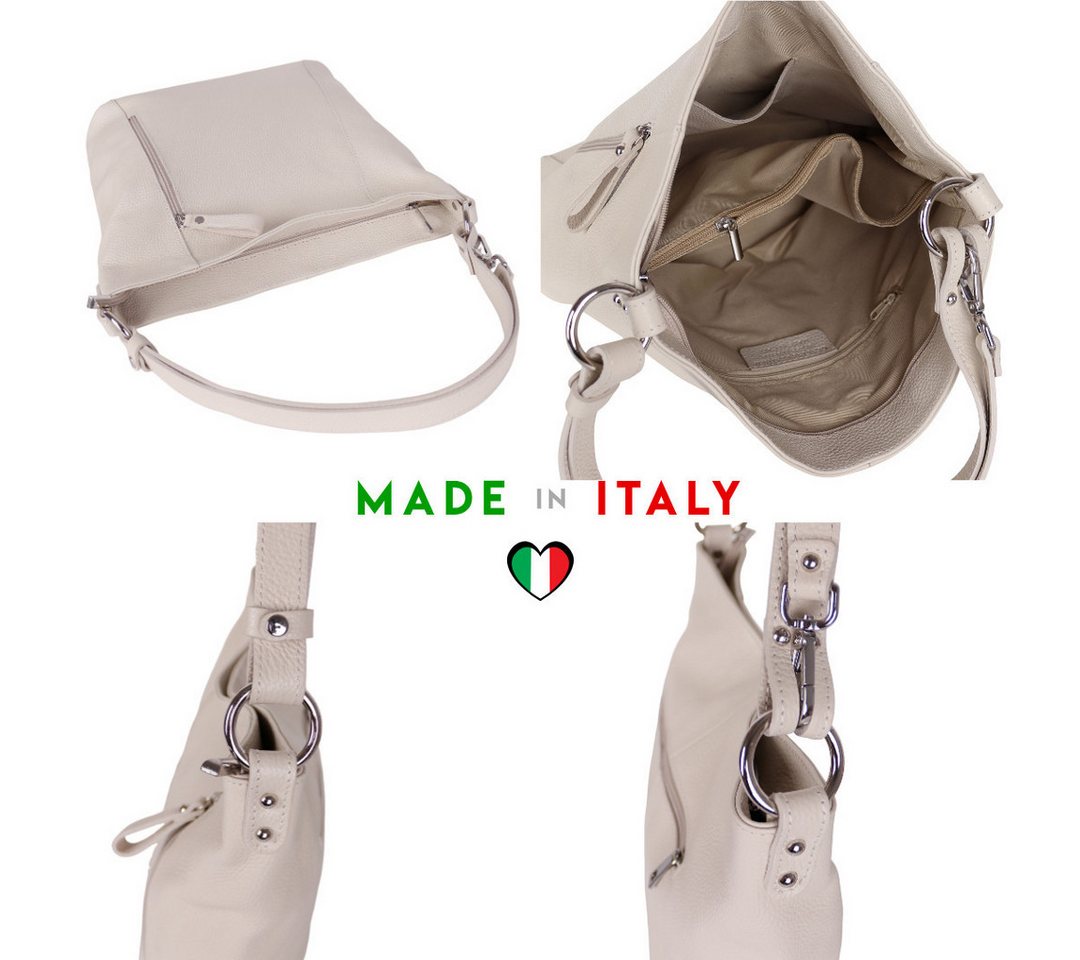 MIRROSI Umhängetasche Damen, Schultertasche,Aus Echtleder, Made in Italy (ca.37x28x11cm) – Bild 4 von 4